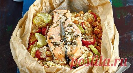 Лосось с кускусом в пергаменте, пошаговый рецепт с фото