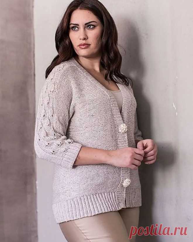 Кардиган "Leona" с укороченным рукавом спицами от Berroco.
Размеры: X-Small (Small, Medium, Large, 1X и 2X). Обхват груди (готовое изделие): 80 (90-100-110-120-130) см.