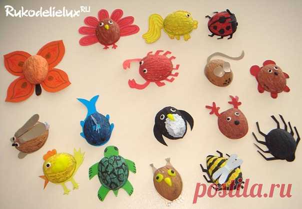 Поделки с детьми из грецких орехов