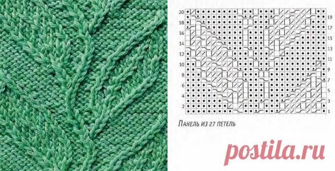 Растительные узоры спицами со схемами для вашей копилочки: 18 интересных вариантов | Вяжем вместе! | Дзен