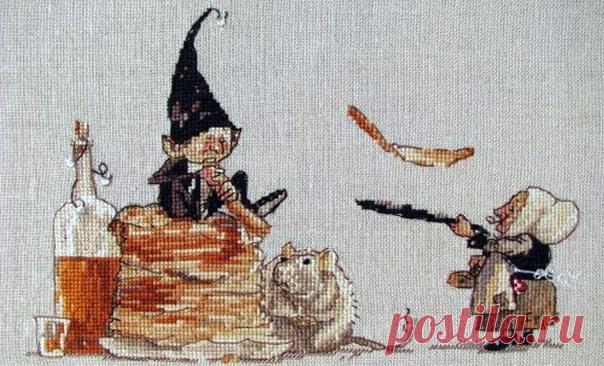 Вышитая картина "Масленица". Схема