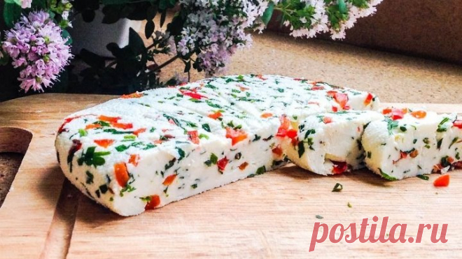 Домашний Сыр с Зеленью из Молока и Кефира, Вкусный и Простой Рецепт