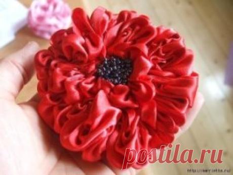 Цветок из ленты. Мини МК
#Цветы_из_бумаги