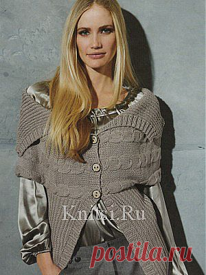 Жакет в резинку с косами. Вязание для женщин / Жакеты / Спицами