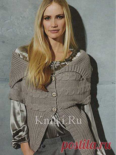 Жакет в резинку с косами. Вязание для женщин / Жакеты / Спицами