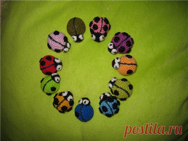 Божьи коровки, связанные крючком - Вязаные игрушки - Схемы вязания - Авторский проект Натальи Грухиной