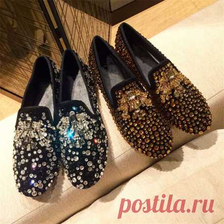 Rhinestone Мокасины Блестящие Хрустальные Туфли Женщина 2017 Весна Последние Дизайн Повседневная Квартиры Женская Обувь Круглого Toe Оксфорд Обувь 35 41 купить на AliExpress