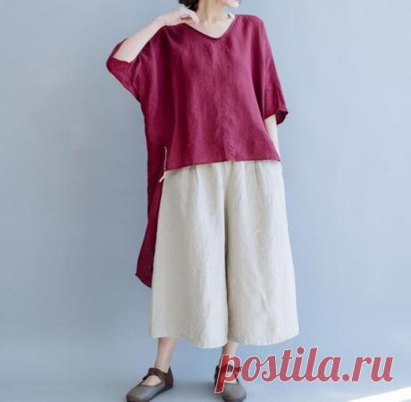 Linen Shirt, Blouse for Women, Asymmetrical shirt, linen casual shirt, Women Top, Women Clothing 【Fabric】 Linen 【Color】 wine red 【Size】 Shoulder width is not limited Bust 146cm / 57 Shoulder + sleeve length 44cm / 17 Length 59-105cm / 23-41  Have any questions please contact me and I will be happy to help you.