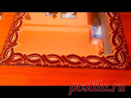 Украшение зеркала. Акриловая краска. Точечная роспись. Мастер-класс.