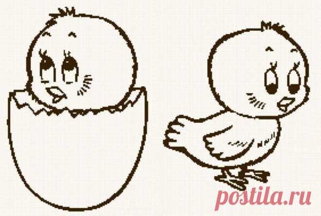 Цыплята - вышивка (аппликация)