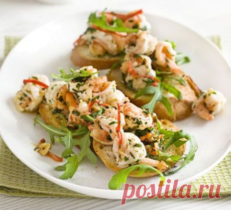 Попробуйте, это вкусно! Итальянская закуска &quot;БРУСКЕТТА&quot; с креветками - Вкусные рецепты