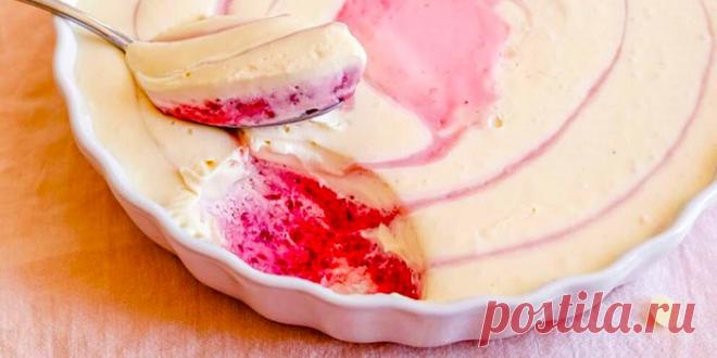 ЧИЗКЕЙК БЕЗ ВЫПЕЧКИ С БЕЛЫМ ШОКОЛАДОМ И МАЛИНОЙ