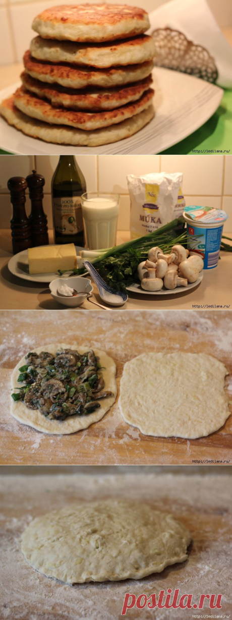 Сырные лепешки с грибной начинкой