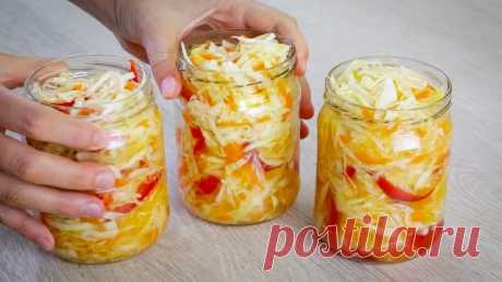 Быстрая Маринованная Капуста! Самый вкусный салат на зиму!