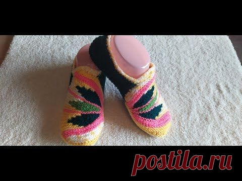 Их хочется вязать до бесконечности. Невозможно остановиться. Schöne gestrickte Hausschuhe