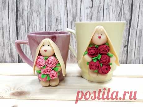 Декор на кружку из полимерной глины Cernit