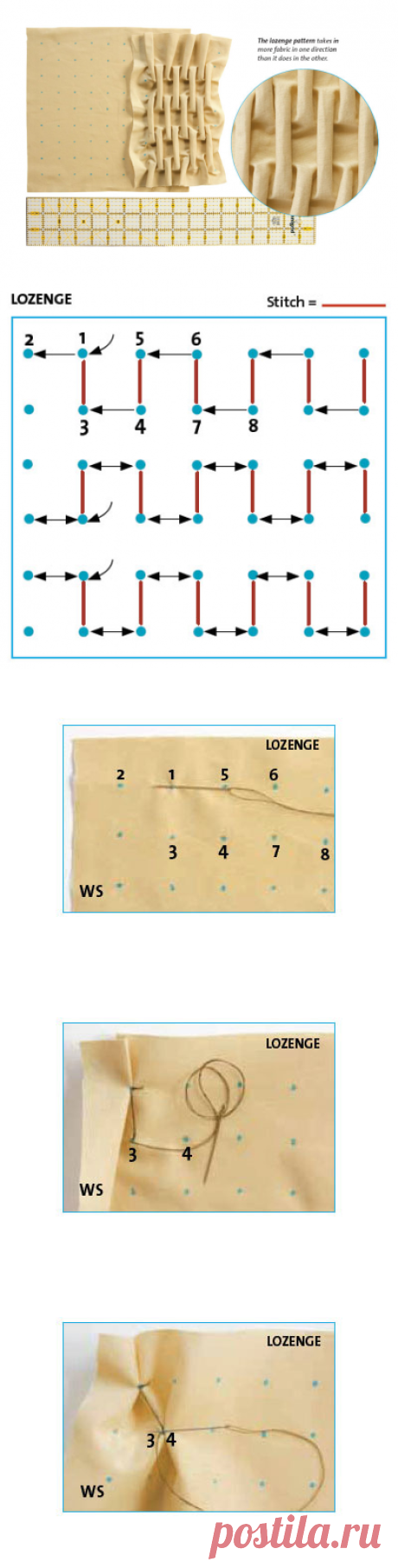 Modern Smocking Lozenge Pattern - Threads