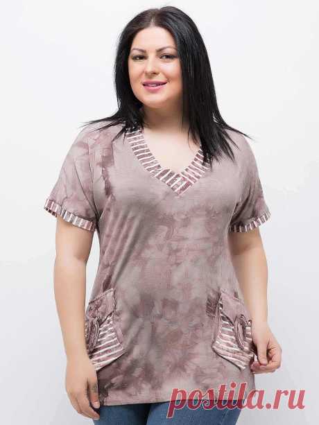 Туника бежевая в абстрактный рисунок с полосками - DONNA MARIE, акция действует до 21 октября 2015 года | LeBoutique - Коллекция брендовых вещей от DONNA MARIE