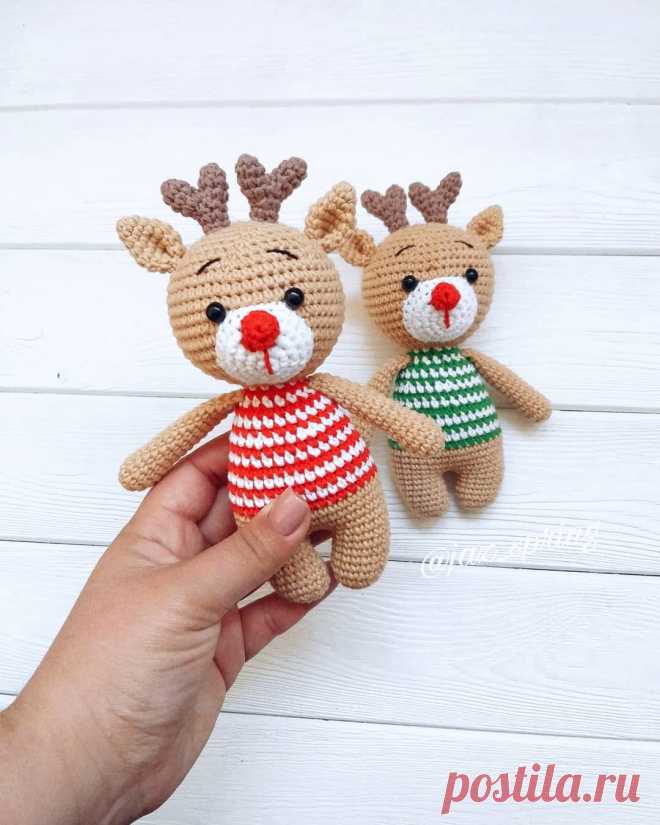 PDF Олень крючком. FREE crochet pattern; Аmigurumi animal patterns. Амигуруми схемы и описания на русском. Вязаные игрушки и поделки своими руками #amimore - олень, оленёнок.