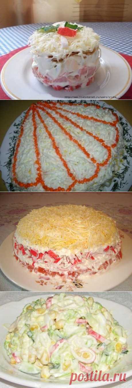 10 салатов с крабовыми палочками (мясом)