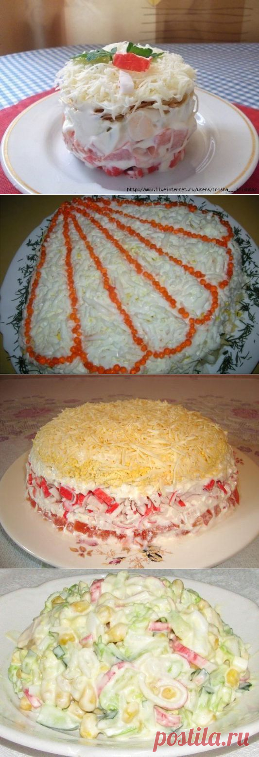10 салатов с крабовыми палочками (мясом)