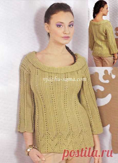 Кофта с ажурным узором / vjazhu-sama.com