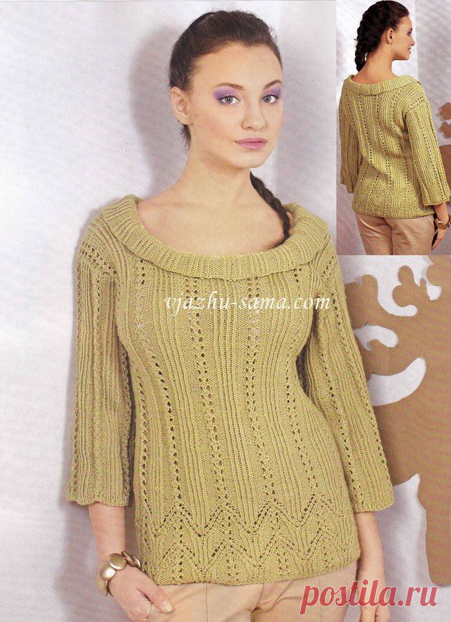 Кофта с ажурным узором / vjazhu-sama.com