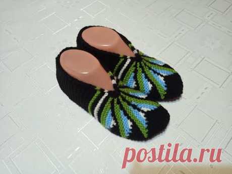Плетени Терлици #64 - (Knitted Slippers) (Тапочки спицами) (Patik) (Pantufas passo a passo)