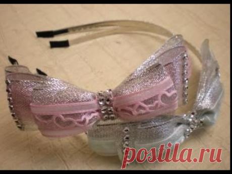 Красивый Ободок для Девочек Своими Руками. /DIY / Make Hair Bow.Kanzashi. DIY. Tutorial.