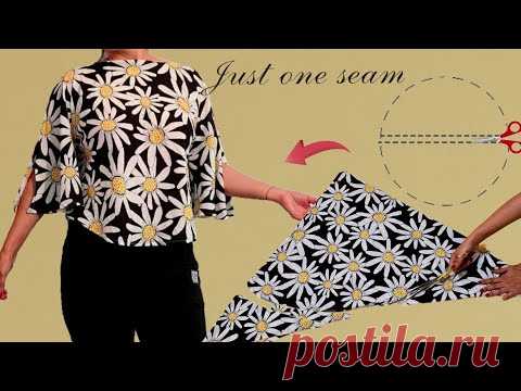 💥Very Easy Circular Blouse Cutting and Sewing | DIY Batwing Top | Butterfly Sleeve Blouse Tutorial