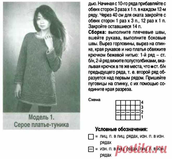 Платье-туника спицами схема и описание. Вязание туники спицами с описанием |