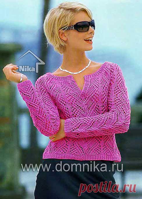 Ажурный пуловер реглан » Вязание крючком и спицами схемы и модели