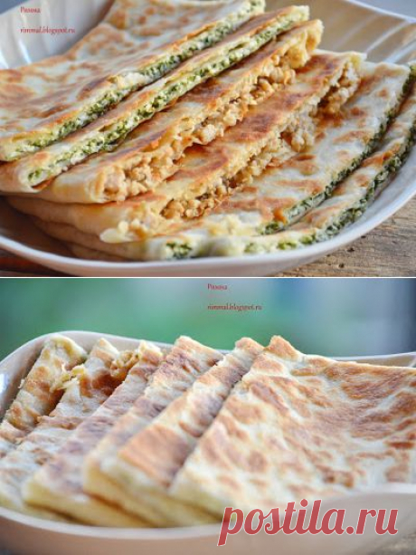 Гёзлеме. Турецкие лепешки с мясом и сыром и шпинатом