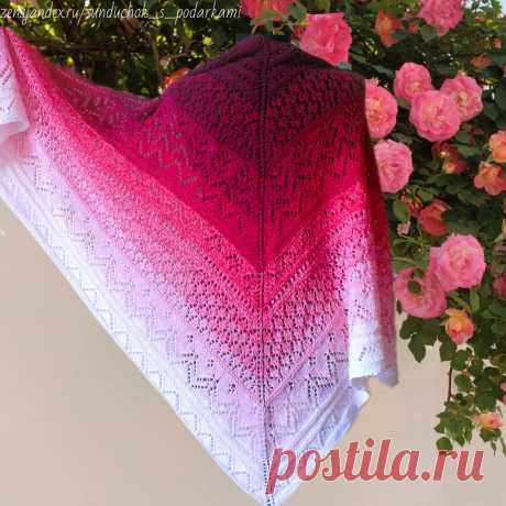 🧶 Продолжаю вязать летние шали из пряжи Yarnart Flowers. Что следует обязательно учесть при вязании из этой пряжи. Мой опыт | Сундучок с подарками | Яндекс Дзен