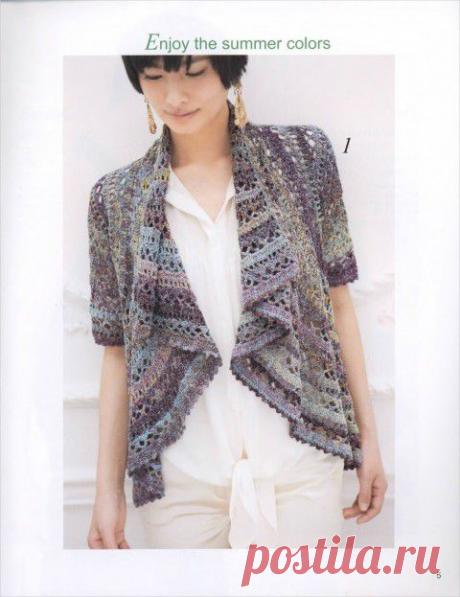 Ажурный кардиган | Вязание крючком и спицами