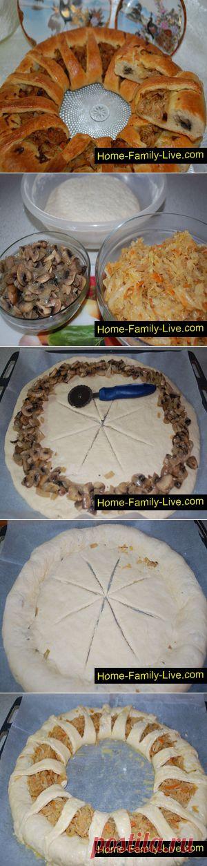 Пирог с капустой и грибами - Кулинарные рецепты