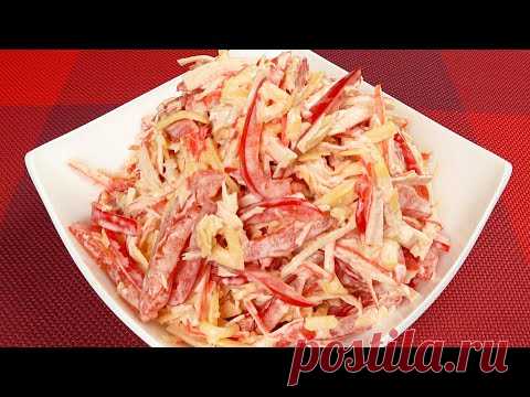 Салат с крабовыми палочками. Новогодний рецепт