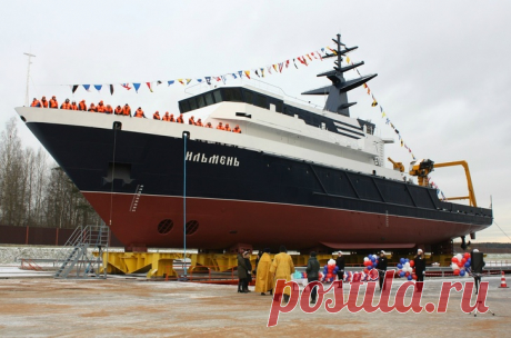 2017 декабрь. На ОАО «Ленинградский судостроительный завод «Пелла» спущено на воду судно «Ильмень» проекта 11982, строящееся для Главного управления глубоководных исследований (ГУГИ) Минобороны России
