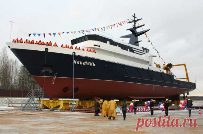 2017 декабрь. На ОАО «Ленинградский судостроительный завод «Пелла» спущено на воду судно «Ильмень» проекта 11982, строящееся для Главного управления глубоководных исследований (ГУГИ) Минобороны России