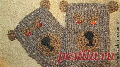 Варежки "Злой Миша" - рисунок,мужские варежки,варежки медведи,варежки вязаные