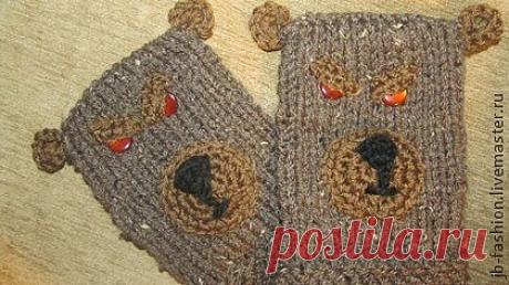 Варежки "Злой Миша" - рисунок,мужские варежки,варежки медведи,варежки вязаные