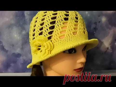 Летняя ШЛЯПКА крючком.  Как связать ПАНАМУ крючком.