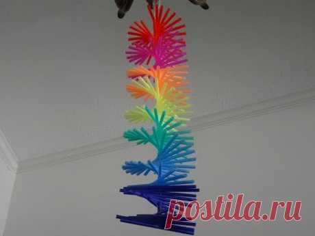 How to make drinking straw spiral hanging