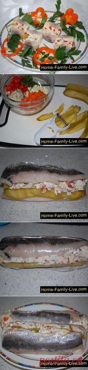 Закуска из сельди - пошаговый фоторецепт закуска из доступных продуктоКулинарные рецепты