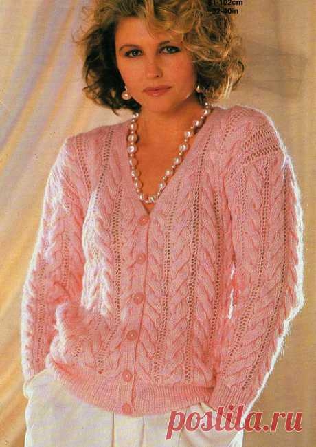 Ladies Cable And Lace Cardigan Knitting Pattern. PDF Instant