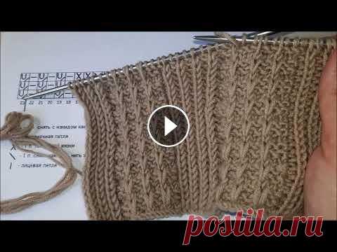 Простой узор "Вертикальные полосы". Вязание спицами. КРАСИВЫЙ ажурный узор спицами. Ссылка на схему: Крестообразный набор петель: ТАК ЖЕ СМОТРИТЕ другие узоры спицами в плейлистах: АЖУРНЫЕ УЗОРЫ : СЕТКИ ...