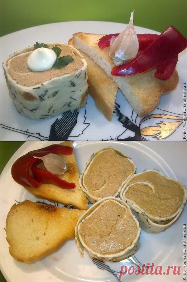 Роллы с печёночным паштетом и чесночными гренками / Рецепты с фото