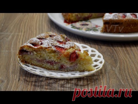 Влажный (мокрый) пирог с клубникой. Wet strawberry pie.