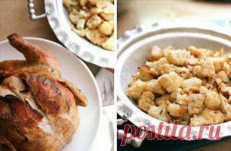 InVkus: Курица, начиненная беконом, с гарниром из цветной капусты