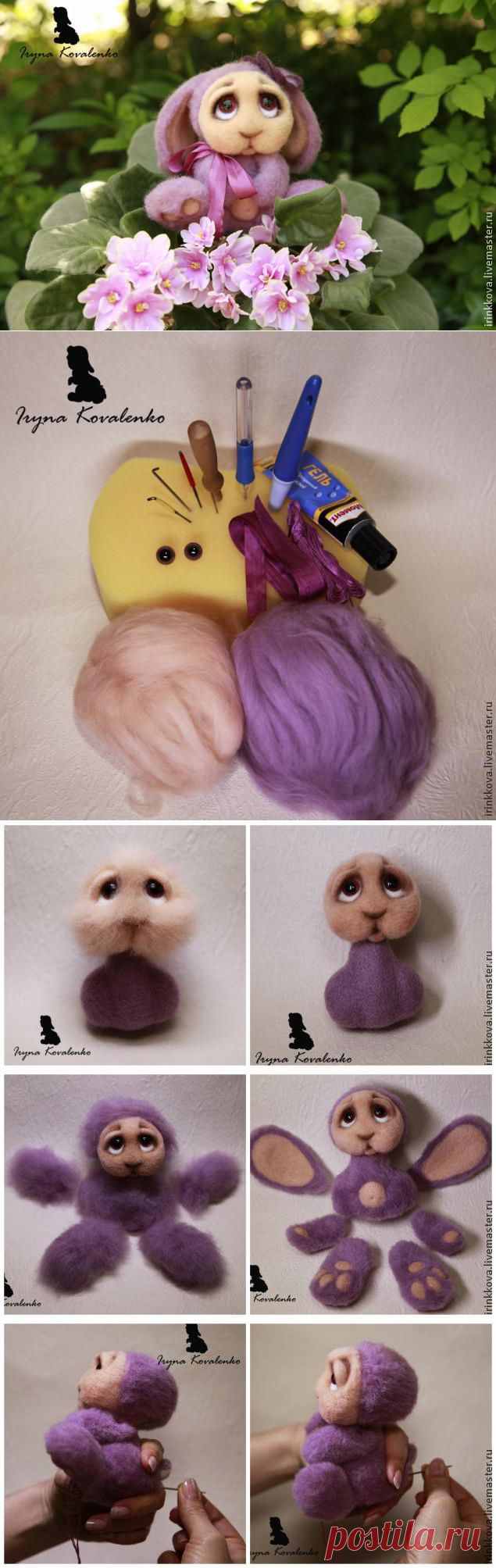 Как свалять зайчонка &#8211; хранителя цветов - Ярмарка Мастеров - ручная работа, handmade